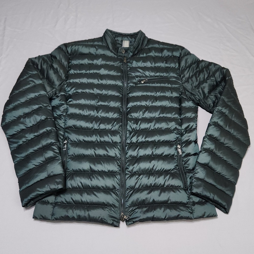 Hackett London Technical Fabrics Down Filled Puffer Jacket Green Mens Small